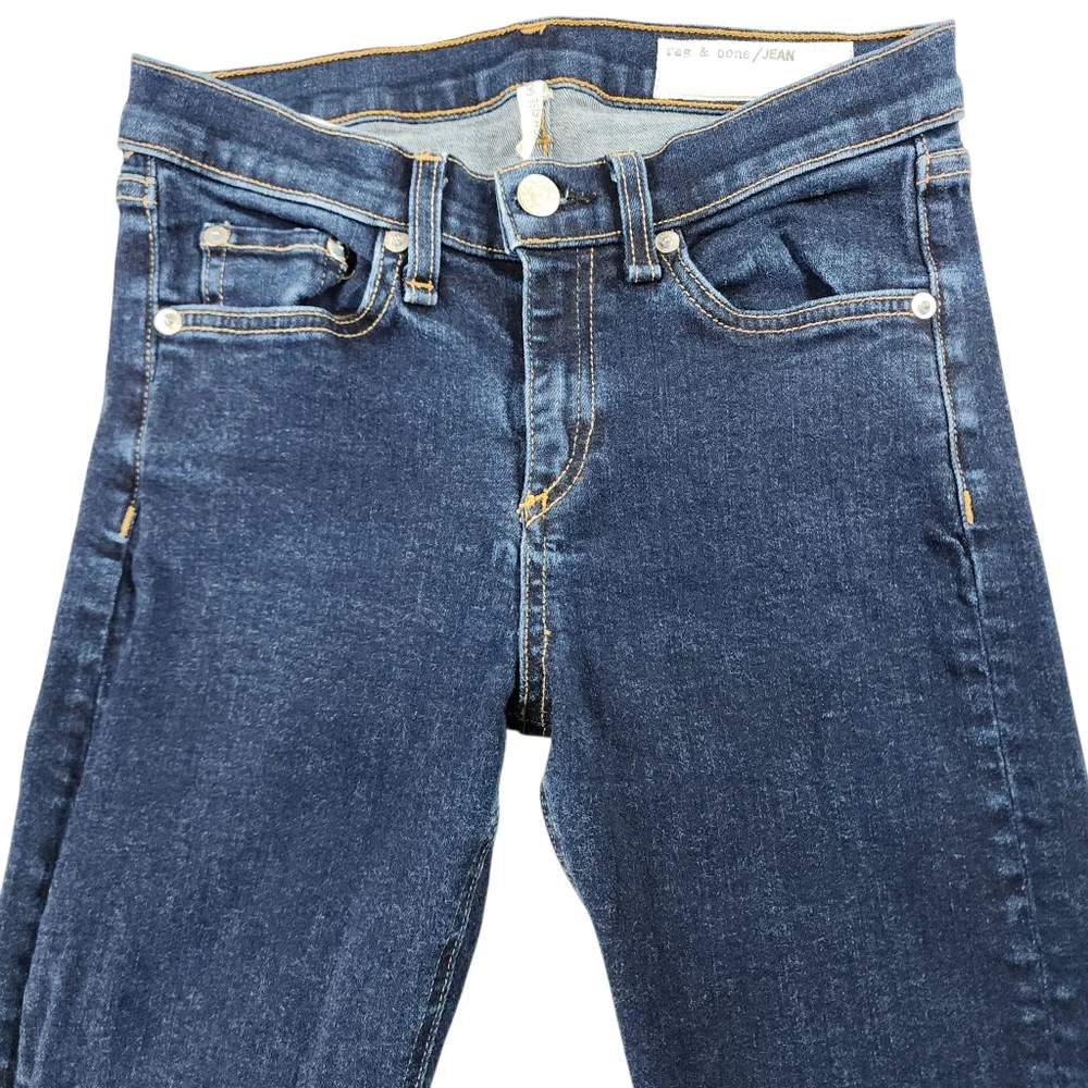 Rag & Bone High Rise Dark Wash Skinny Jeans Stretch Denim Size 26x30 - Picture 4 of 10